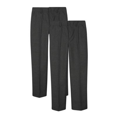 Debenhams Pack of two boy's grey school generous fit trousers